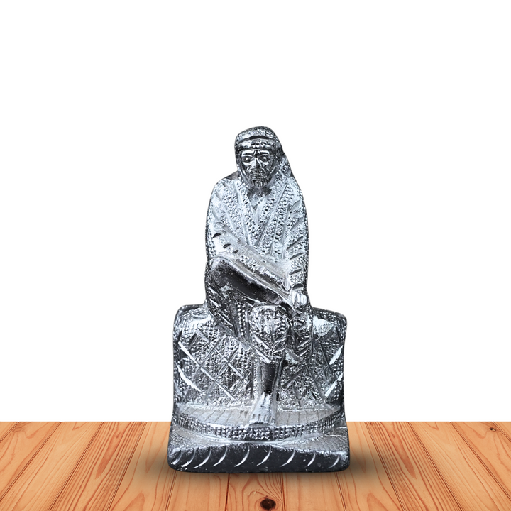 Shirdi Sai Baba Silver Finish Idol – Symbol of Faith & Patience