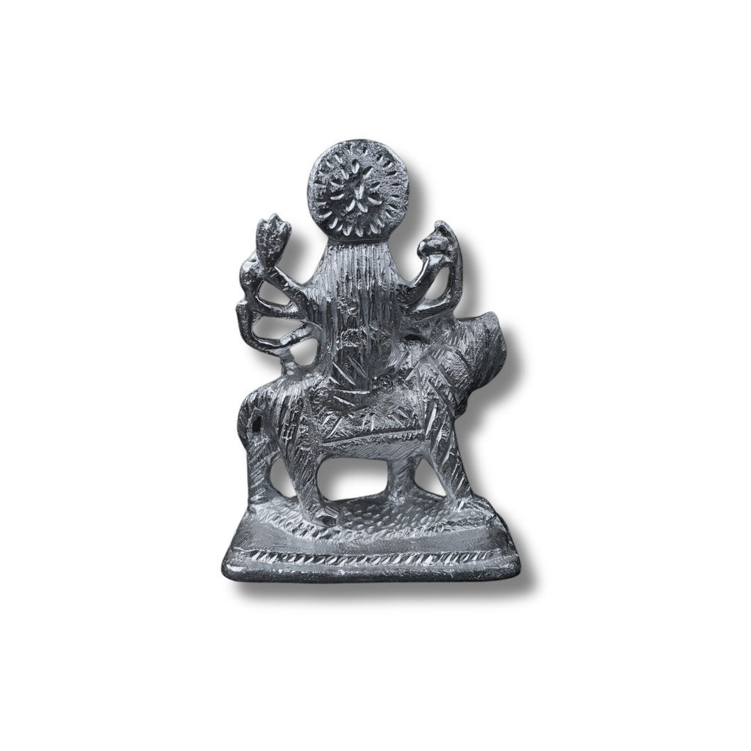 Divine Durga Maa on Tiger – Silver Finish Idol