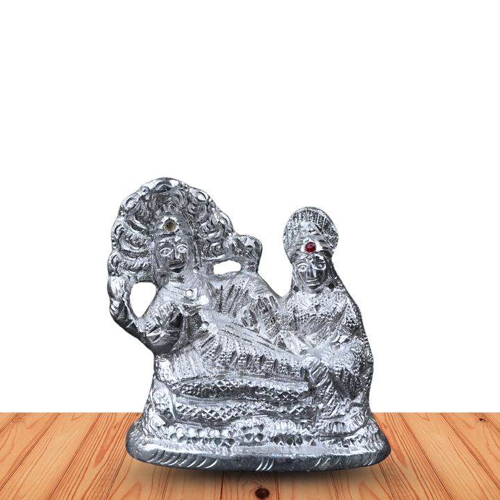 Vishnu Lakshmi Silver Finish Metal Idol – Divine Grace for Prosperity and Protection