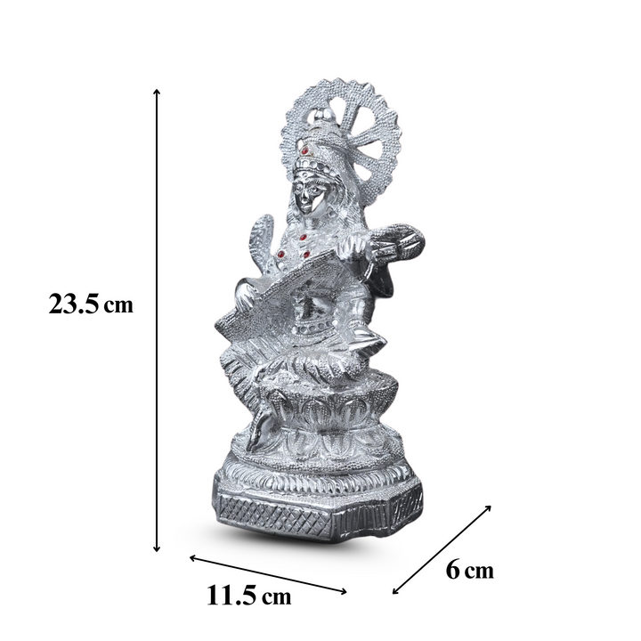 Silver Saraswati Mata ji Idol – Invite Wisdom, Creativity & Inner Peace into Your Home