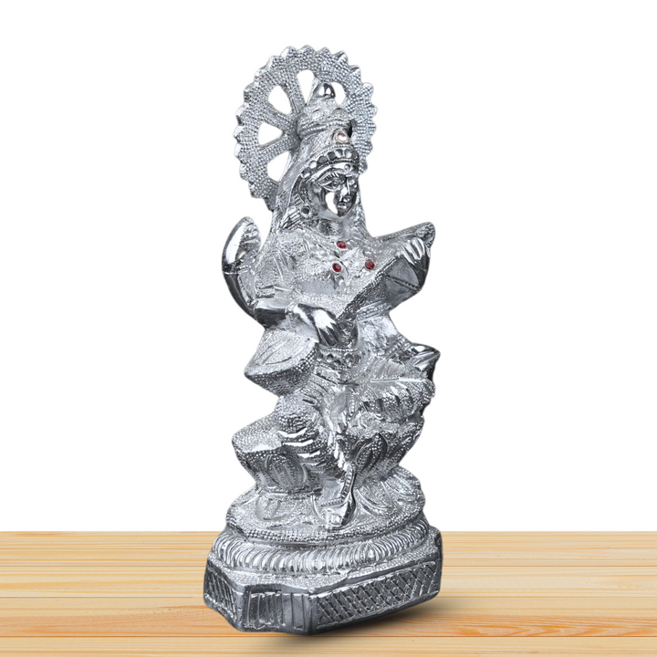 Silver Saraswati Mata ji Idol – Invite Wisdom, Creativity & Inner Peace into Your Home
