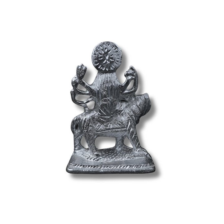 Divine Durga Maa on Tiger – Silver Finish Idol