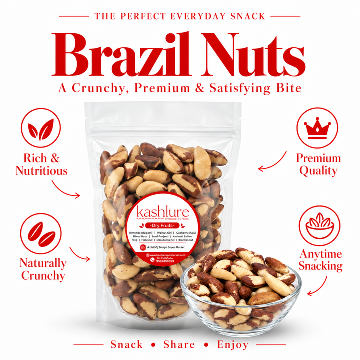 100% Natural Raw Brazil Nuts – Fresh Whole Kernel, Thyroid & Immunity Support (500G)