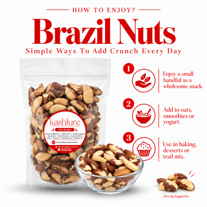 100% Natural Raw Brazil Nuts – Fresh Whole Kernel, Thyroid & Immunity Support (500G)