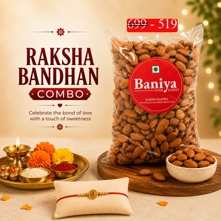 Rakhshabandan Special - Premium Almond (Badam) Giri + Rakhi