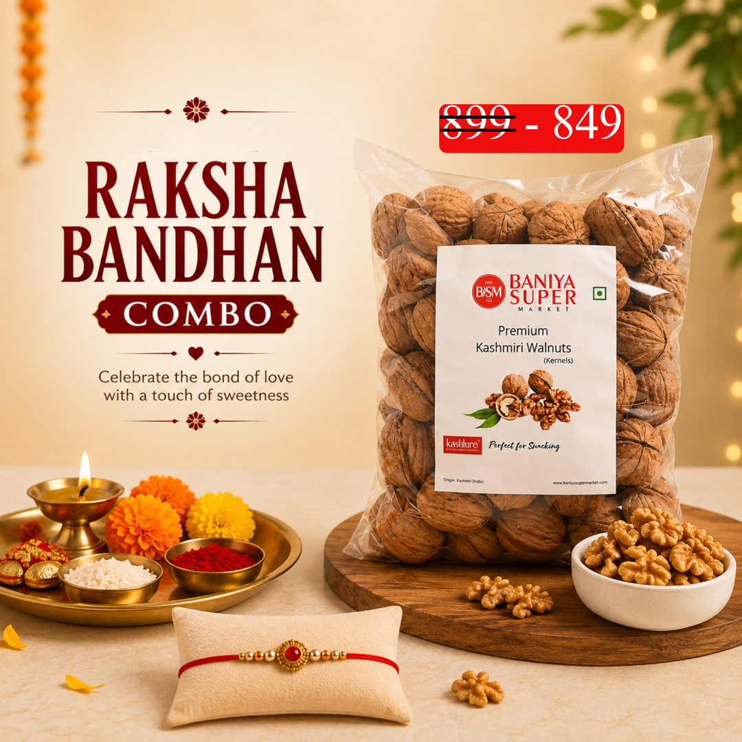 Rakhshabandan Special - Kashmiri Inshell Walnut, Kagzi Akhrot + Rakhi