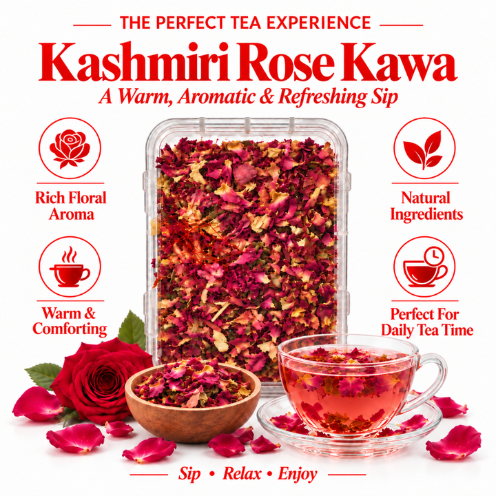 Premium Rose Petals Tea with Kesar– Pure, Natural & Refreshing