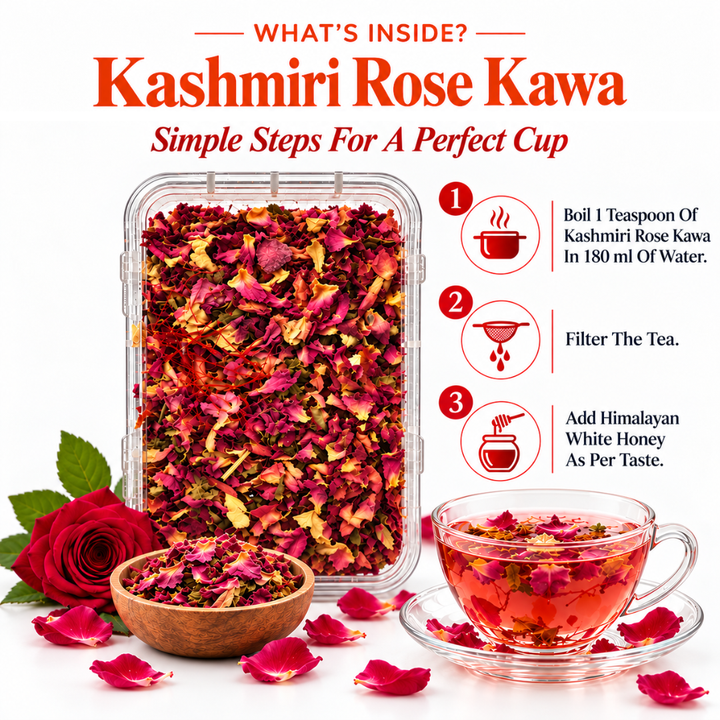 Premium Rose Petals Tea with Kesar– Pure, Natural & Refreshing