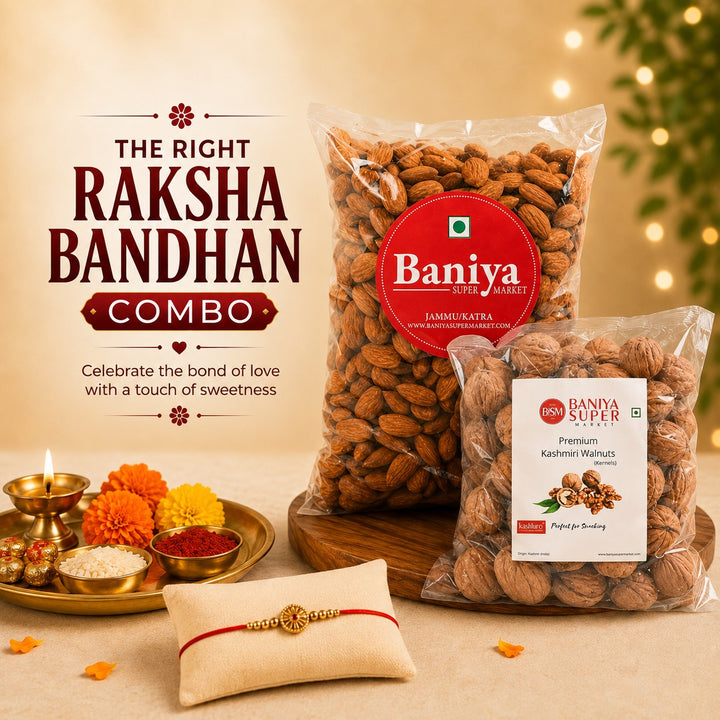 Rakhshabandan Special - Premium Almond (Badam) Giri 250G +  Akhrot Giri 250G Rakhi